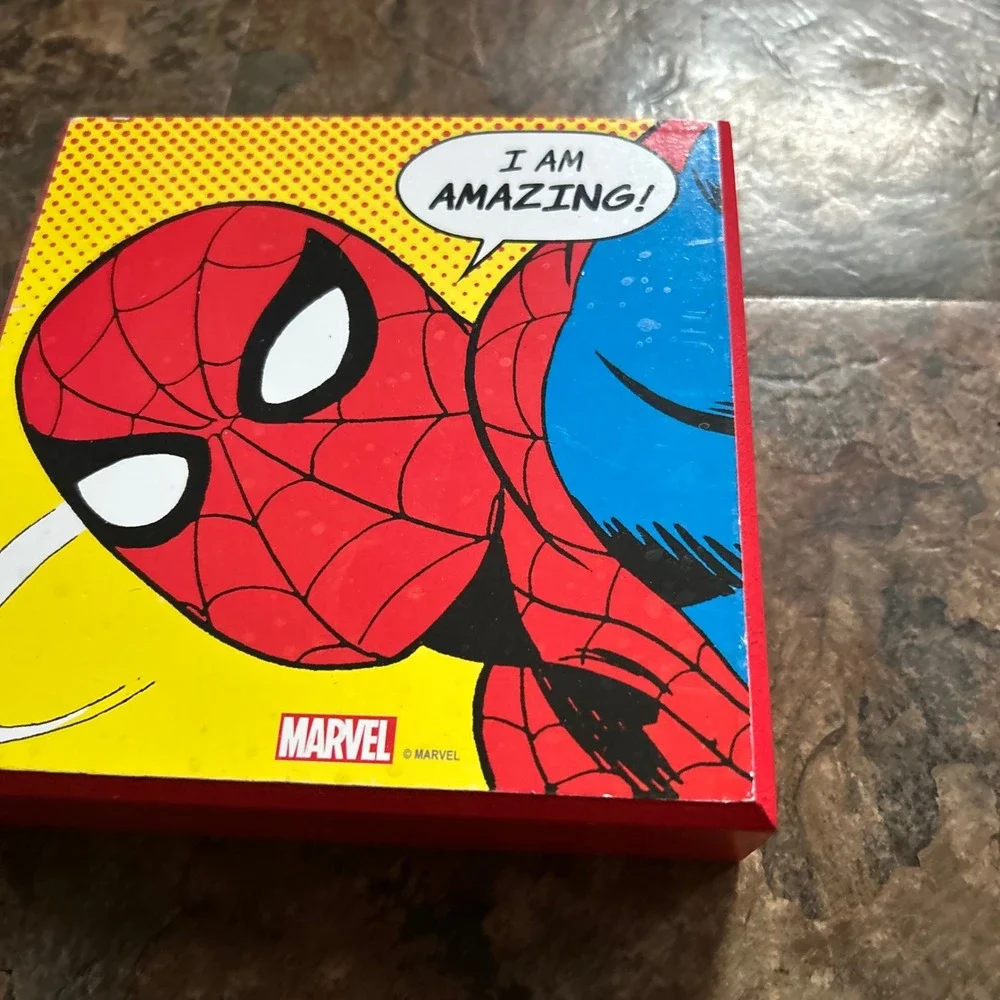 Open Road Marvel Spiderman Wooden Picture Wall Bedroom Home Decor 6 X 6 inch
